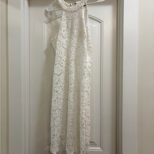Lulu's White Lace Midi Dress